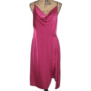 D & M Satin Cowl Neck Slip Midi Dress